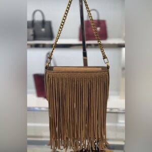 MK Bryant small fringed suede convertible pochette